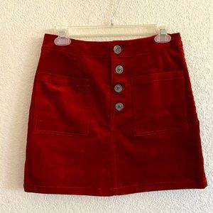 Love tree Rust Corduroy Button Mini Skirt